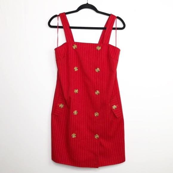 C/MEO collective Red pinstripe pinafore double breasted dressed - Picture 4 of 10